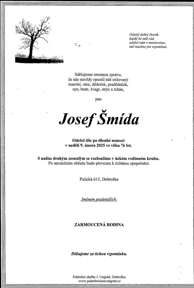 Loučíme se s Josefem Šmídou